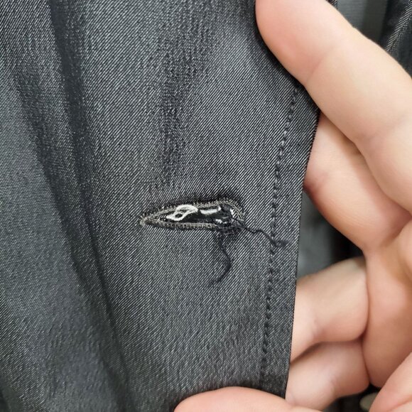 Bebe Women's Vintage 1990s Metallic Gunmetal Button Up Trench‎ Coat Jacket Sz 2 - Picture 4 of 10